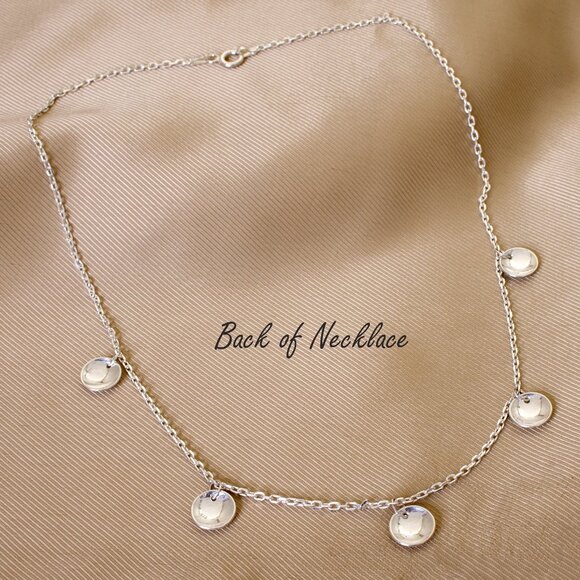 Elegant Sterling Silver Link Necklace with Disks, Stamped 925 Italy - Picture 3 of 6